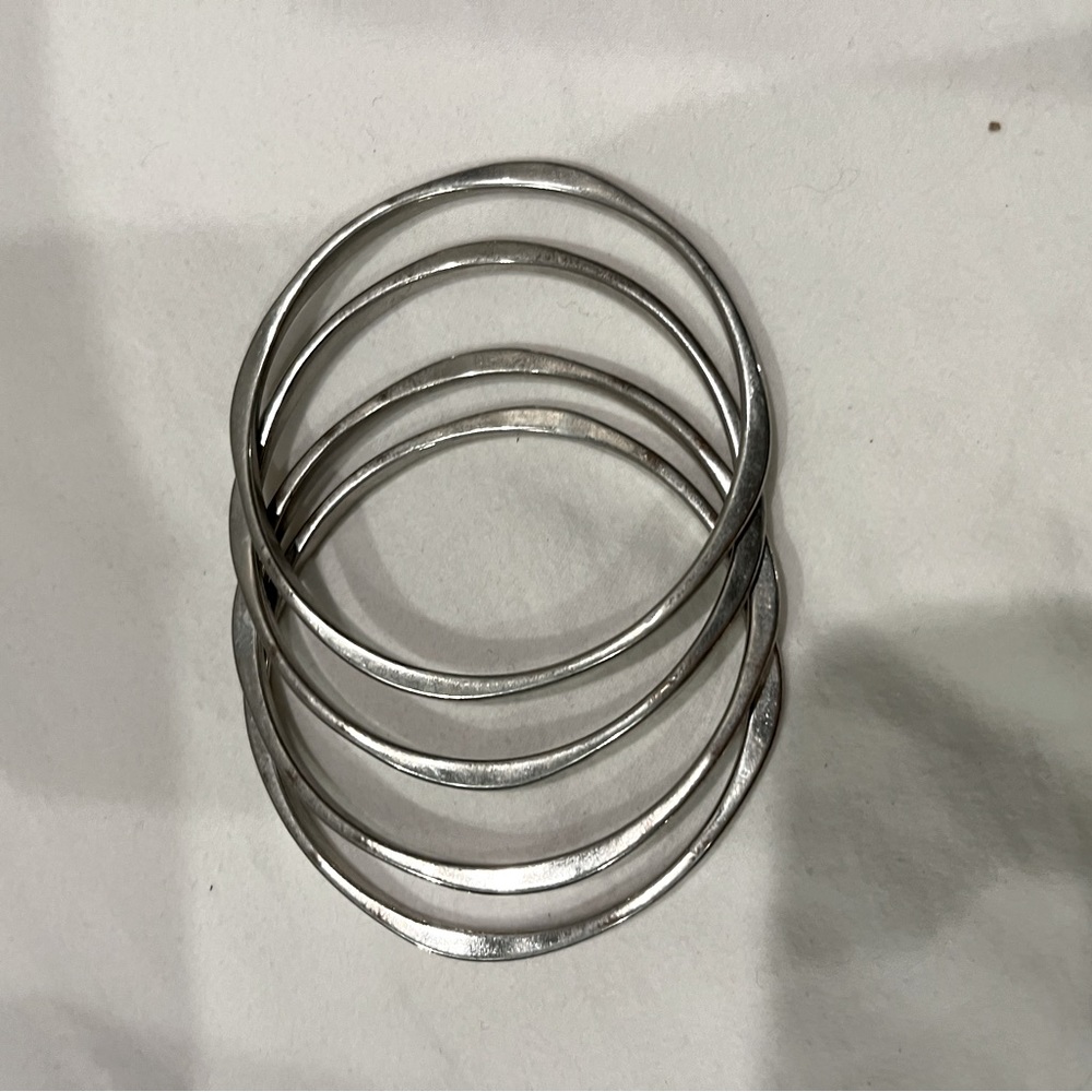 Stacked silver bracelet set